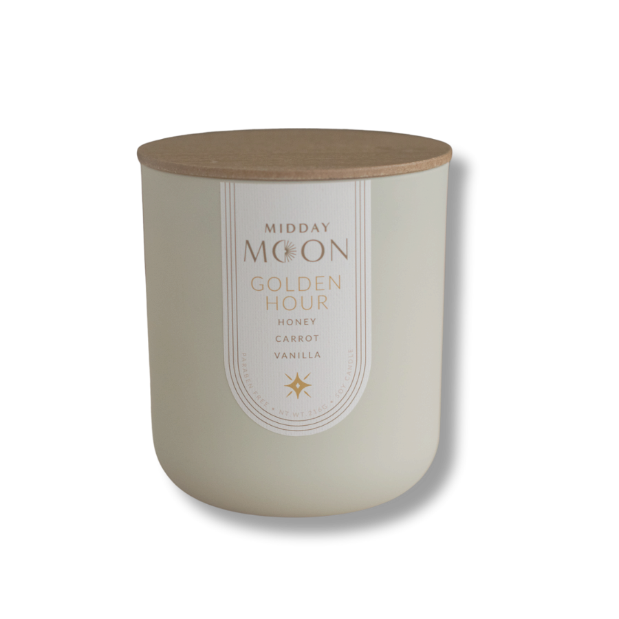 Golden Hour candle on a transparent background.